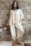 Annie Cushion Cotton Peter Pan Smock Blouse Panna Cotta